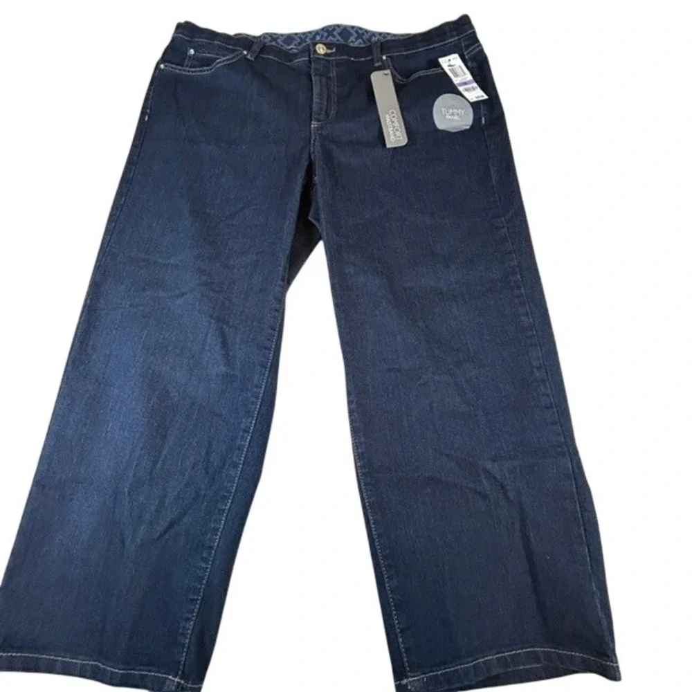 NWT JM Collection Comfort Waistband Tummy Control Stretch Jeans 18 $49 Wide Leg
